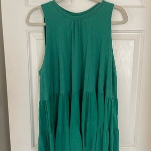 Free People Green Sleeveless Tiered Tank Top